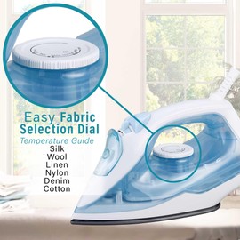 Brentwood 1200W Lightweight Non-Stick Steam Iron with Extra Long 8FT Cord (White)
