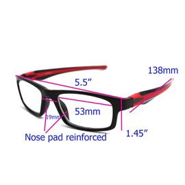 ColorViper Sports Double Injection Readers Flexie Reading Glasses size and color very (RED, 3.25)