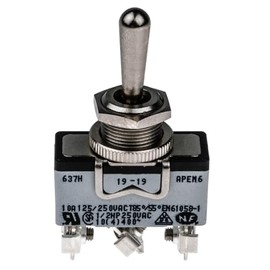APEM - 637H - Toggle Switch, SPDT, 10A, 250VAC, Panel