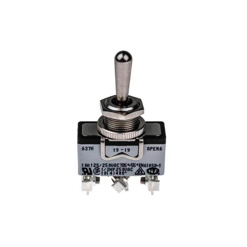 APEM - 637H - Toggle Switch, SPDT, 10A, 250VAC, Panel