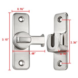 Wocoe Barn Door Latches,Silvery 90/180 Degree Gate Lock,Zinc Alloy Right Angle Door Lock Latch,Flip Gate Latches Hardware,Door Security Sliding Door Latch Lock for Cabinets