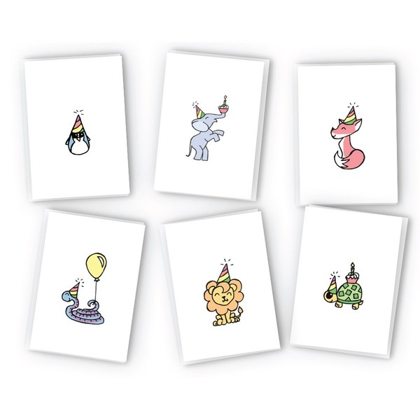Party Animal Greeting Card Collection Pack - 24 Cards & Envelopes