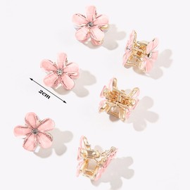 VEGCOO Pack of 12 Mini Crystal Flowers Hair Clips, Pink Crystal Flower Clips, Shiny Women's Hair Clips, Girls Hair Accessories for Everyday Party, Wedding (Pink)