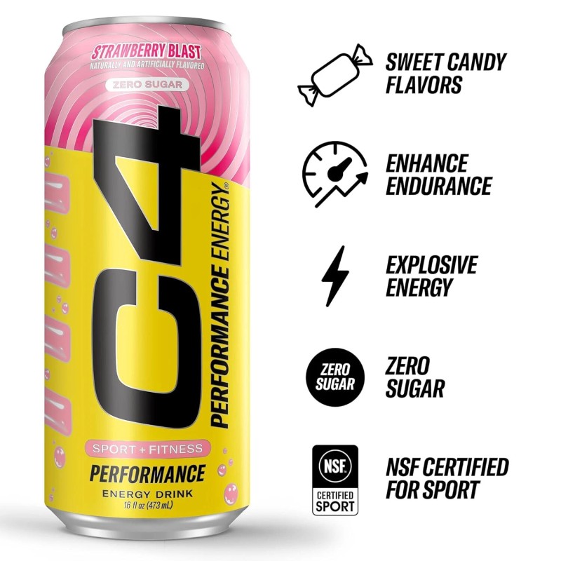 Cellucor C4 Performance Energy Drink STARBURST Strawberry Sugar Free Pre