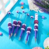 5 Pcs Fine Purple Beadable Pens, Glitter Cool Ballpoint Pens,