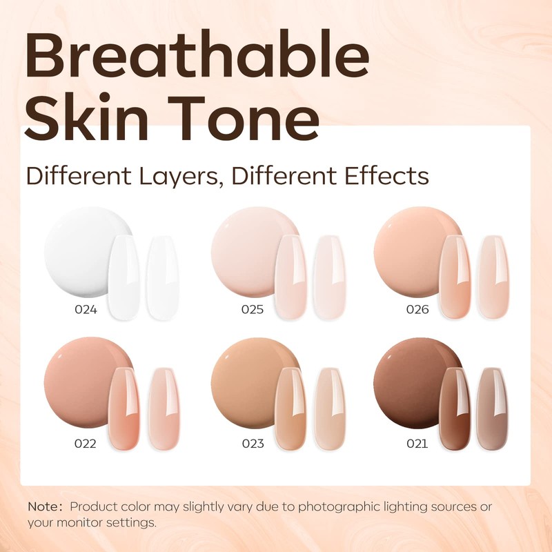 Modelones 8-in-ONE Nail Builder Gel, 6 Colors White Brown Builder
