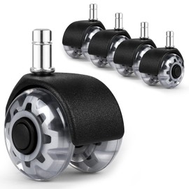 LALAGO Pack of 5 11 x 22 mm Replacement Office Chair Wheels, Roller for Office Chairs, Grey, Desk Chair, Office Furniture, Rubber Castors, Wheels, Hard Floor Castors, No Scratches for Carpet, Parquet