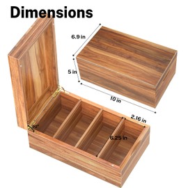 Neando 4’’x6’’ Index Card Holder, Acacia Index Card Box, Index Card Organizer Case, Wood Recipe Box with Dividers, 4 Compartments for 600 Cards, File Note Flash Card Holders
