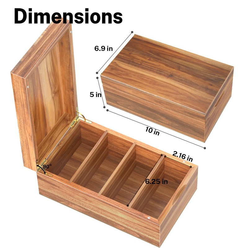 Neando 4’’x6’’ Index Card Holder, Acacia Index Card Box, Index