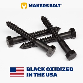 3/8" x 3" Stainless Steel Hex Lag Bolts (10 pcs) Black Oxidized in USA by Makers Bolt