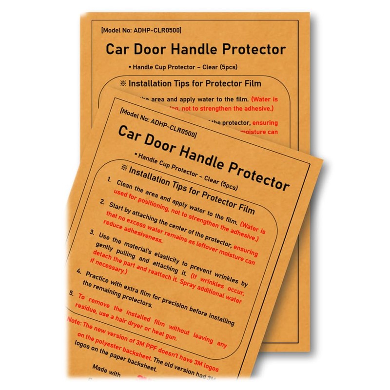 3M-5pcs Car Door Handle Cup Protector/Sticker/Guard, 3M-PPF(Paint Protection Film), Clear(Transparent),