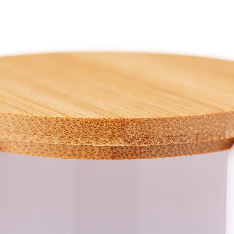 Relaxdays Cotton Pads Storage Set of 2, Acrylic, Bamboo, Bathroom,