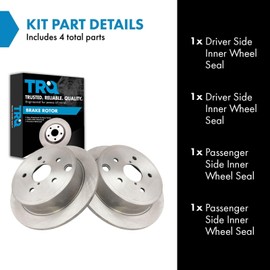 TRQ Rear Brake Rotors Set Solid Compatible with 2015-2021 Subaru WRX