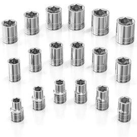 Olsa Tools Metric Socket Set (18pc) | 1/2-Inch Drive | 6-Point Shallow Socket Set | Metric Sizes from 10 mm to 27 mm | Mechanic Metric Socket Sets | Short Chrome Sockets | Professional Grade