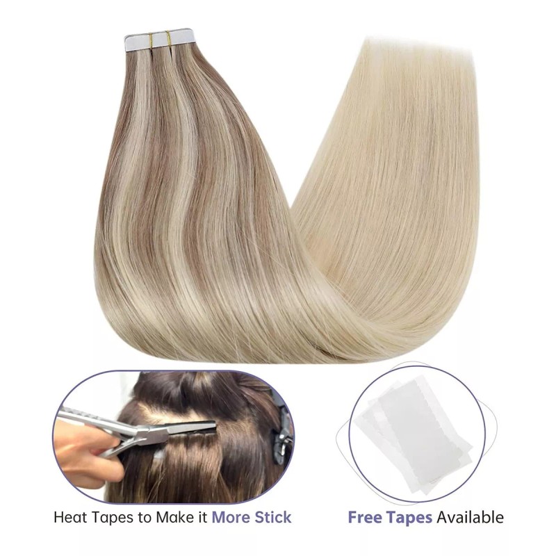 Fshine Extensiones Cabello Real 50gr 14in Balayage Rubio Nórdico Co