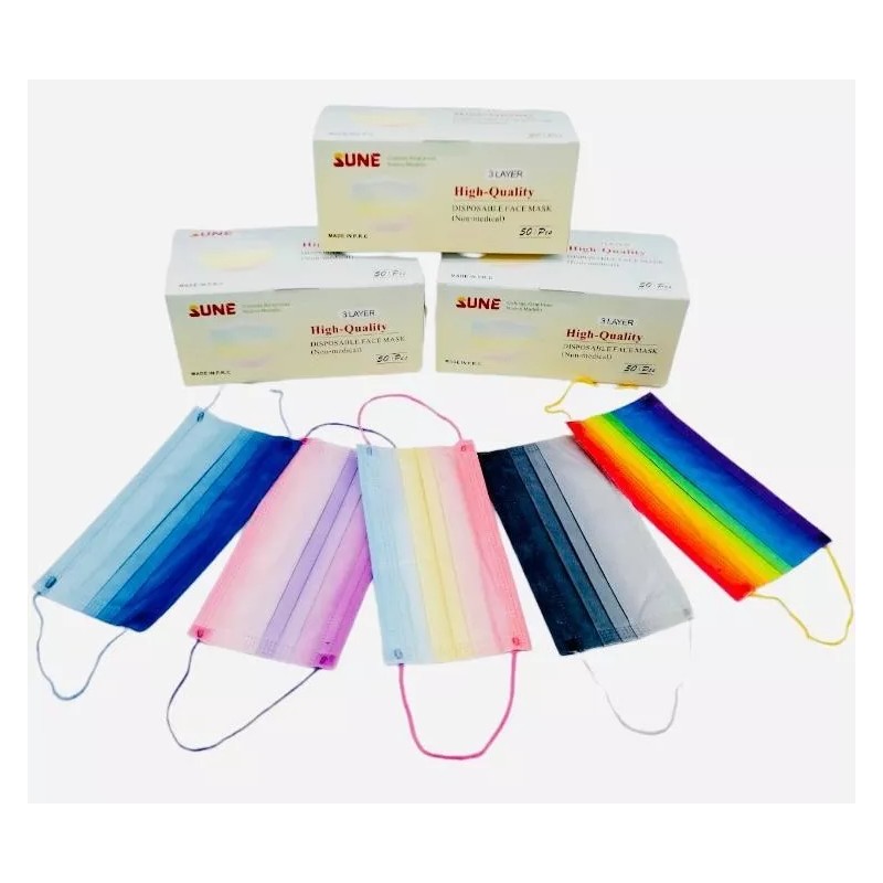 IMPORTACIÓN CHUBI 100 Cubreboca Tricapa Termosellado Ttp Colores Difuminados