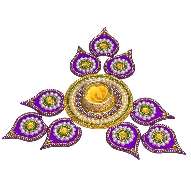 Krisah SMALL SIZE 11 Pieces Set Acrylic Rangoli with T