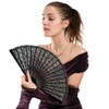 STOBAZA Lace Fan, Black, Folding, Radius 8.9 inches (22.5 cm),