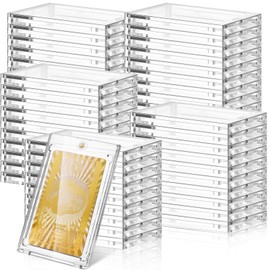 SATINIOR 60 Pcs 100 Pt Magnetic Card Holder for Trading Cards, Magnetic Card Holder Cases Magnetic Card Case Clear Card Protectors for Thick Baseball Football Hockey Cards