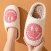 Pantuflas de cara sonriente para mujer, pantuflas de felpa suave,