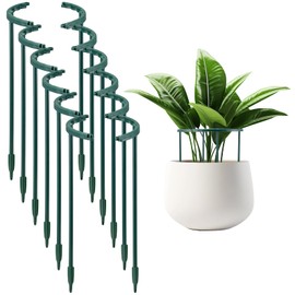 Auaok 12Pack Plant Support Stakes,Half Round Plant Support Ring Plastic Plant Cage Holder Flower Pot Climbing Trellis for Small Plant Flower Vegetable,Indoor and Outdoor Plants