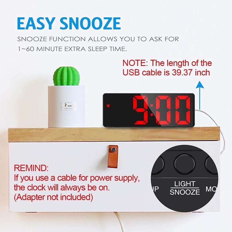 Ankilo (New Version Digital Alarm Clock, LED Clock for Bedroom,