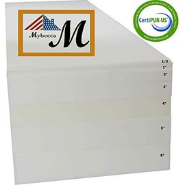 Mybecca 4H x 24W x 72L High Density Firm Upholstery Foam Sheet for Seat Replacement, Cross-Sectional Cushion Pad, Foam Padding, Boat Seat, Benches & Auto Car Seats