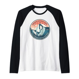 Yosemite Park Round Poster Minimalist Raglan Baseball Tee