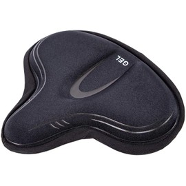 YBEKI Wide Exercise Bike Seat Cover - Comfortable Bicycle Saddle Cushion is Filled with Gel and high Density Foam to Make it More Elastic and Soft for Most Indoor Wide Bike Saddles (black)