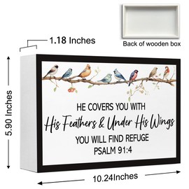 Psalm 9:14 Christian Wood Box Sign Desk Decor,Bible Verse Wooden Block Sign for Scripture Home Farmhouse Bedroom Wall Shelf Tabletop Decor