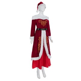 Teyujosem Women's Deluxe Costume Mrs. Claus Clothing Cosplay Suit for Christmas (YMX2022041, L)