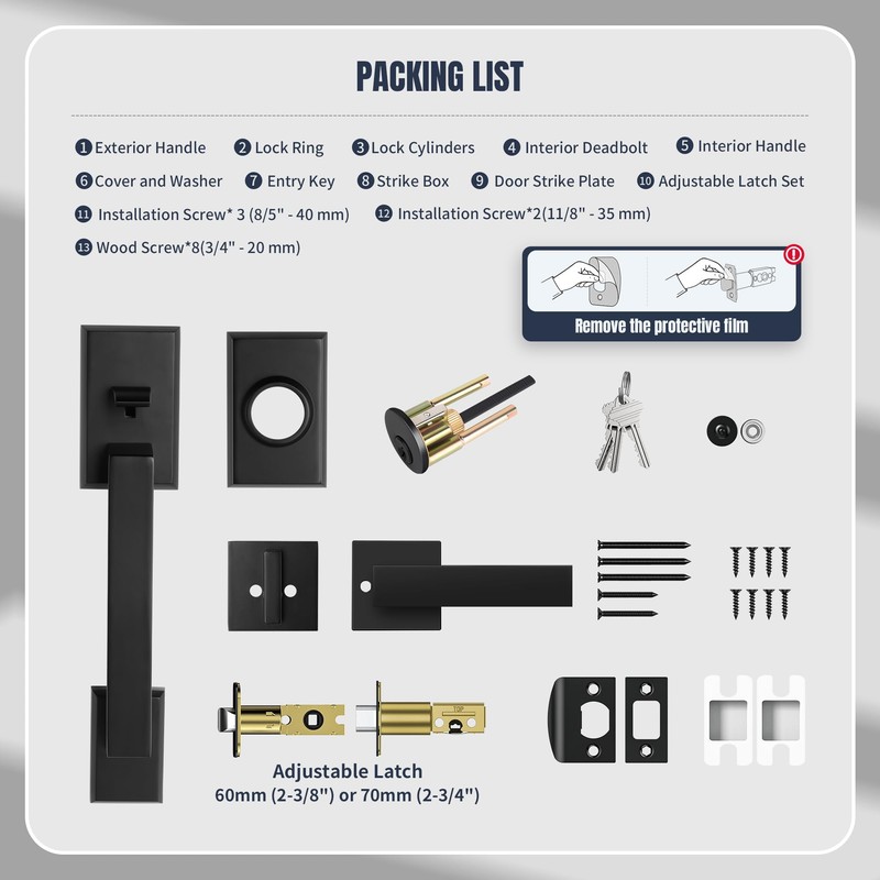 LOQRON Front Door Handleset Heavy Duty Door Handle and Deadbolt