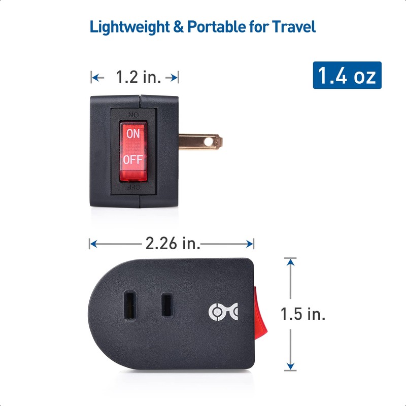 Cable Matters 3-Pack 2 Prong Outlet with ON Off Switch,