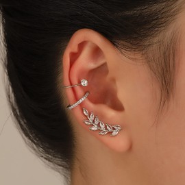Ear Cuff Earrings Women Trendy Non Piercing Clip on Earrings Cubic Zirconia Earrings Circle Ear Cuffs Fake Earrings Jewelry Gift