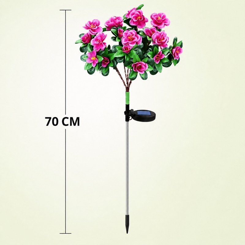 2-Pack Solar Azalea Flower Garden Lights, IP65 Waterproof Outdoor Decorative