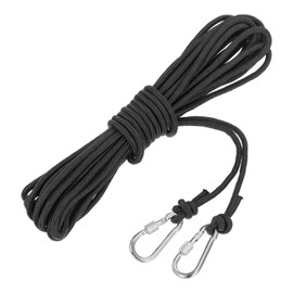 sourcing map 10m Hollow Braided Polypropylene Anchor Rope with Hook, 6mm Nylon Floating Line for Marine Pool Life Boat Anchor Rope, Black