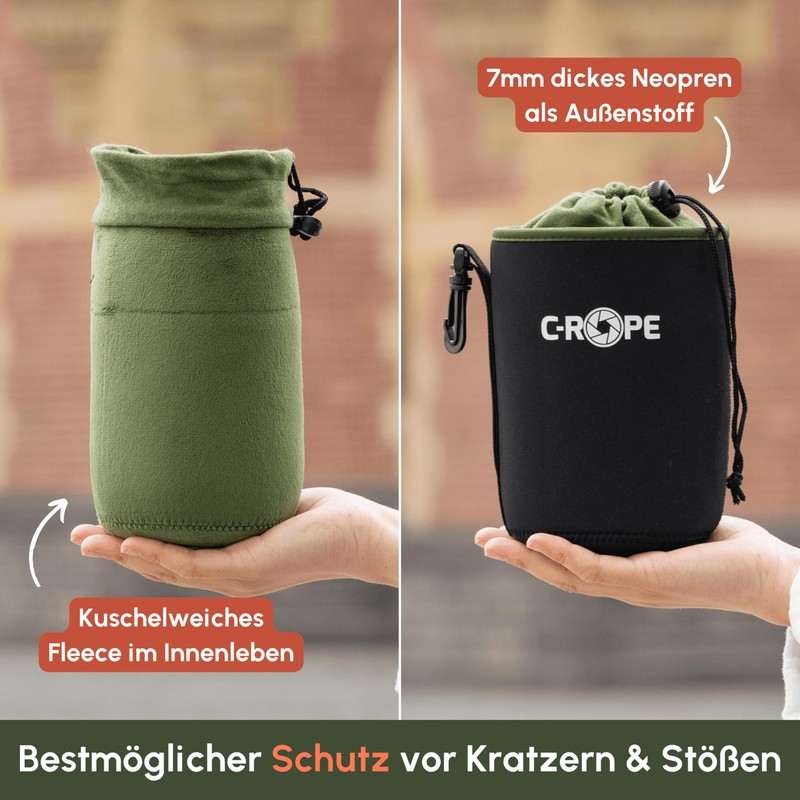 C-Rope Neoprene Lens Pouch with Fleece Lining, Lens Case for