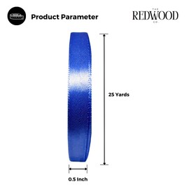 The Redwood Co. 2-Pack | 0.5 Inch Glossy Royal Blue Satin Ribbon | Ideal for Crafts | Gift Wrapping | Wedding Decorations | Sewing | DIY Projects | Charity Events, Graduations and More | 50 Metres