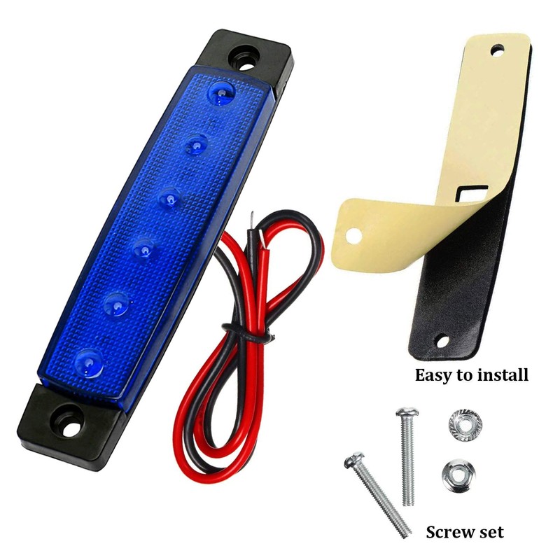 KEING Blue 3.8" 6 LED Trailer Marker Lights Sealed, LED