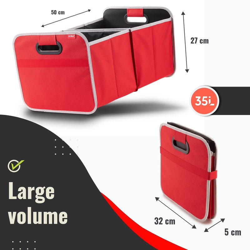 achilles Car Folding Box Xl, Foldable Trunk Bag, Shopping Organizer,