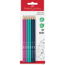Faber-Castell Graphite Pencil Set x 6 1111 HB Coloured on Blister Card