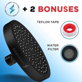 SparkPod Shower Head - High Pressure Rain - Luxury Modern Look - Tool-less 1-Min Installation - Adjustable Replacement for Your Bathroom Shower Heads (Midnight Black Matte, 6 Inch Round)