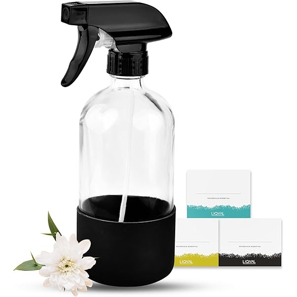 16oz Empty Glass Spray Bottle with Silicone Sleeve Protection -