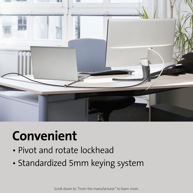 Kensington Universal 3-in-1 Keyed Cable Lock - Twin Lockheads for