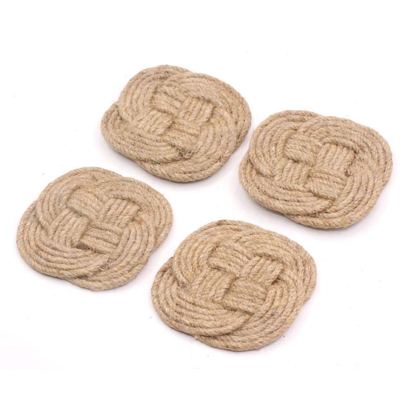 Roorkee Instruments India Jute Rope Coaster Set of Four-Nautical Gift-Beach