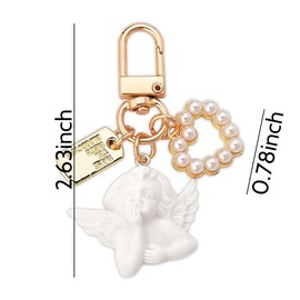 Guardian Angel Keychain with Pearl Heart Pendant Guardian Accessory for Safety Christian Gifts for Women Men Faith Angel Keychain Accessory for Key Bags Wallets