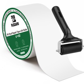 RVGUARD 6" x 50ft RV Roof Sealant Tape White, UV Resistant & Weatherproof Roofing Tape with Roller for RV Camper Trailer Boat Roof Repair Window Sealing