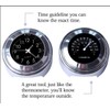 TESWNE7/8 1" Motorcycle Handlebar Chrome White Dial Clock and Thermometer