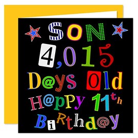 Son 11th Happy Birthday Card - 4,015 Days Old - What A Kerfuffle Design - 11 Today