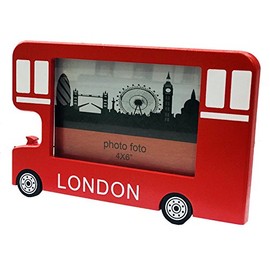 Wooden Bus Photo Frame London England Souvenir Gift 6X4 Inch